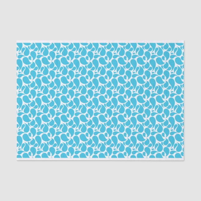 PAPEL DE SEDA BLANCO CON PATRONES AQUA PAISLEY (Anverso)