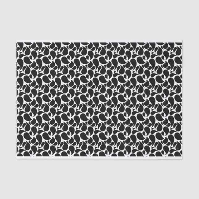 PAPEL DE SEDA BLANCO CON PATRONES DE PAISLEY NEGRO (Anverso)
