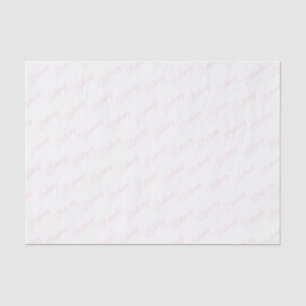 Papel De Seda Blanco con texto rosa pastel.