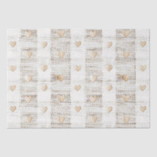 Papel De Seda Blanco Crema Beige Boho Corazones Despedida de Sol