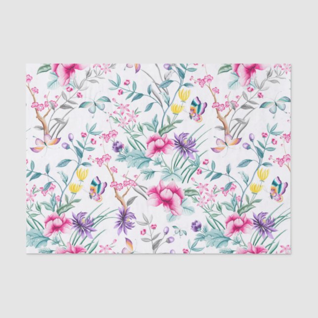 Papel De Seda Blanco de la mariposa del arco iris del jardín de (Anverso)