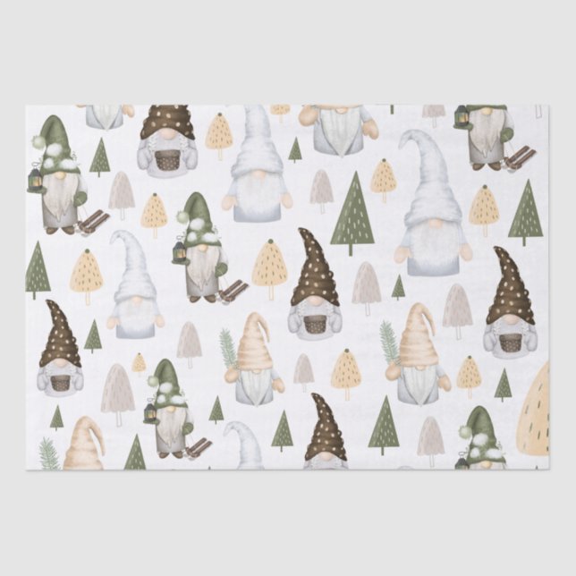 Papel De Seda Blanco del bosque Gnomes (Anverso)
