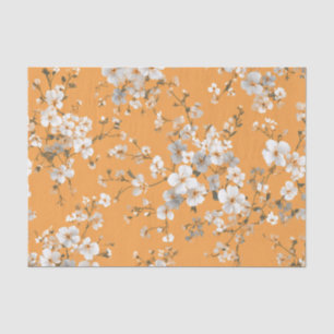 Papel De Seda Blanco Naranja Ditsy Pastel Boho Vintage Floral 70