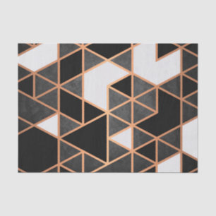 Papel De Seda Blanco negro y mosaico dorado