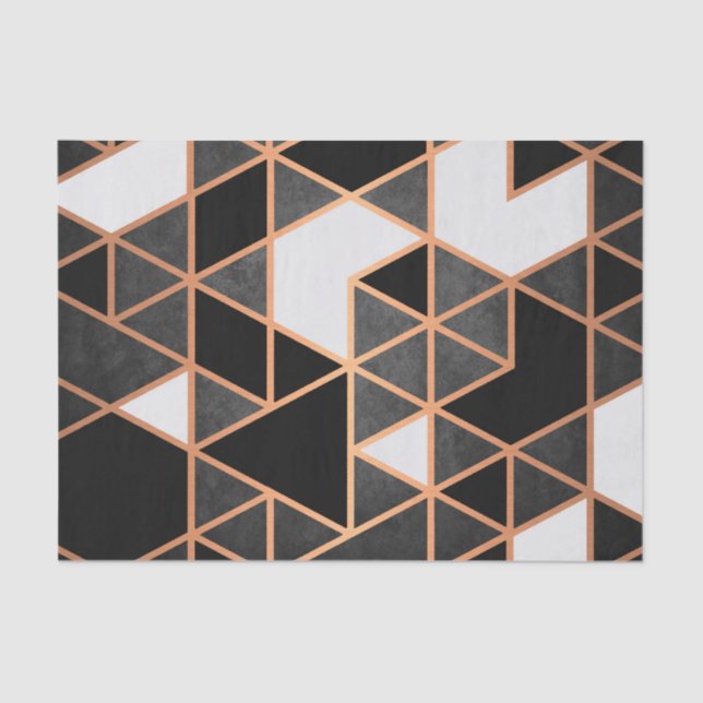 Papel De Seda Blanco negro y mosaico dorado (Anverso)