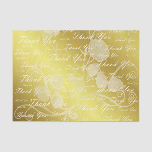 Papel De Seda blanco, oro, plata, gracias, flores, floral, (Anverso)