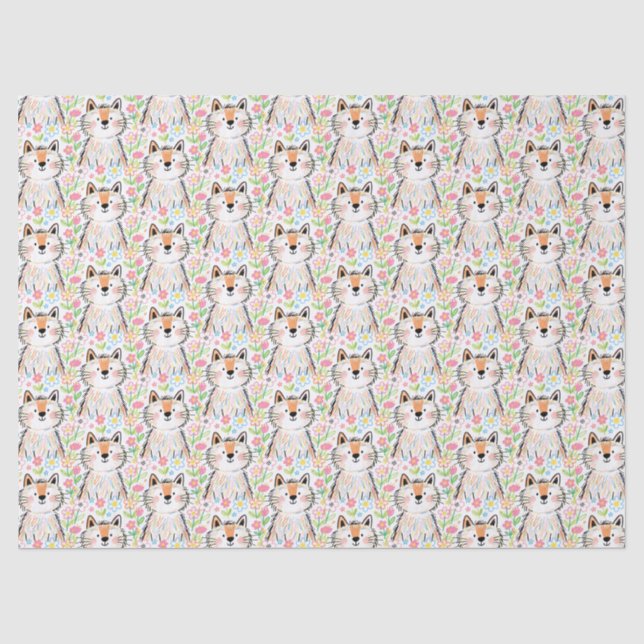 Papel de seda blanco para gatos garabateados (Anverso)