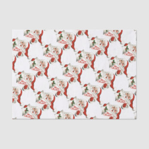 Papel De Seda Blanco retro alegre de Papá Noel