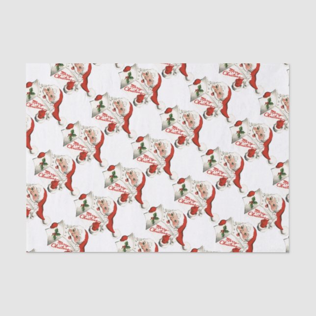 Papel De Seda Blanco retro alegre de Papá Noel (Anverso)