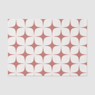 Papel De Seda Blanco Rojo Mid Century Moderno Boho Geométrico