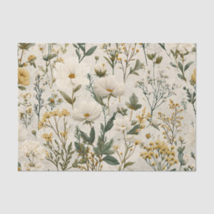 Papel De Seda Blanco Rústico Amarillo Pastel Vintage Boho Floral