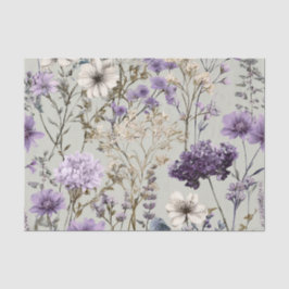 Papel De Seda Blanco Rústico Floral Boho Vintage Púrpura
