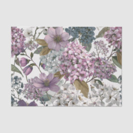 Papel De Seda Blanco Rústico Floral Boho Vintage Púrpura