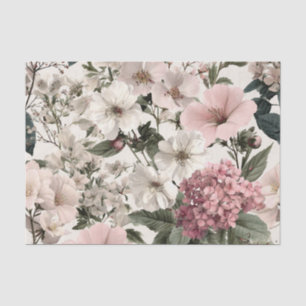 Papel De Seda Blanco Rústico Rosa Floral Vintage Boho