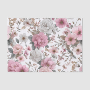 Papel De Seda Blanco Rústico Rosa Vintage Boho Floral