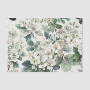 Papel De Seda Blanco Rústico Verde Floral Boho Pastel Vintage