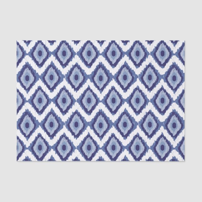 Papel De Seda Blanco tribal Chevron del diamante de Ikat de los (Anverso)