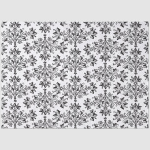 Papel De Seda Blanco y negro elegante damasco floral