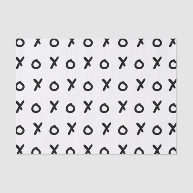 Papel De Seda Blanco y Negro X O XO X&O's Moderno Lindo (Anverso)