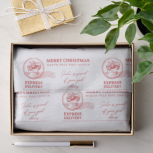 Papel De Seda Blanco Y Rojo Vintage De Santa Claus Navidad
