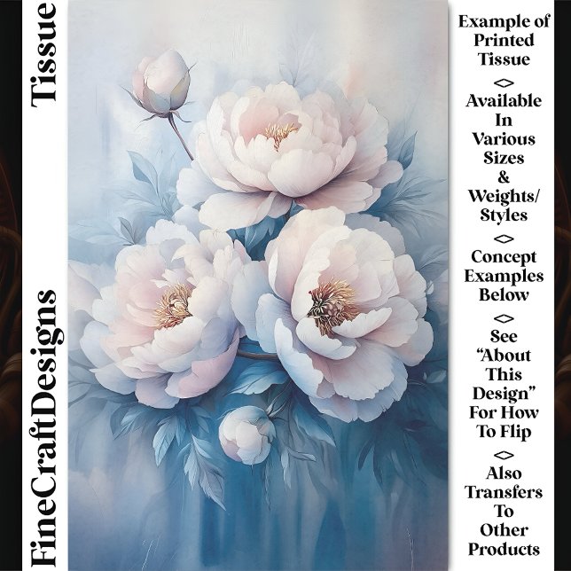 Papel De Seda Blanquecinas y onduladas Peonies CR1 Decoupage (Subido por el creador)