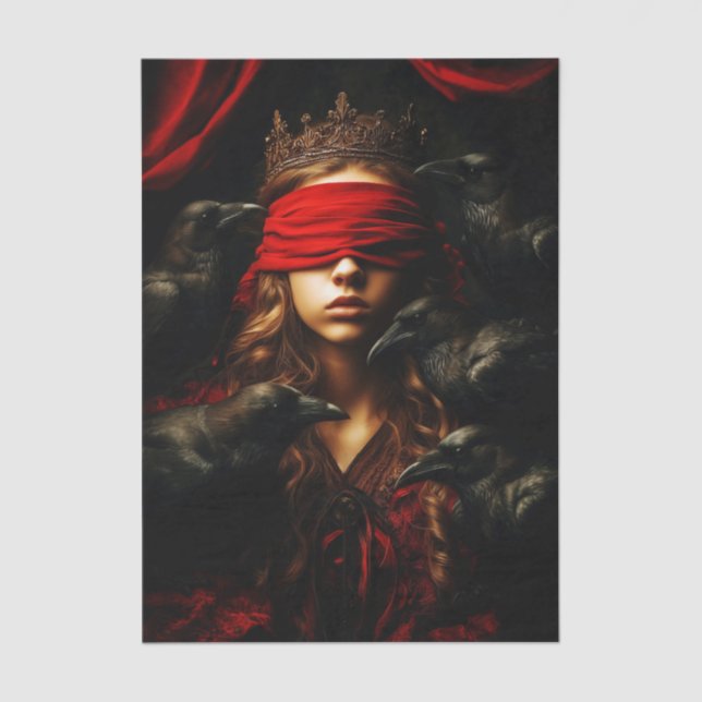 Papel De Seda Blindfolded Gothic Queen of Ravens FC5L Decoupage (Anverso)
