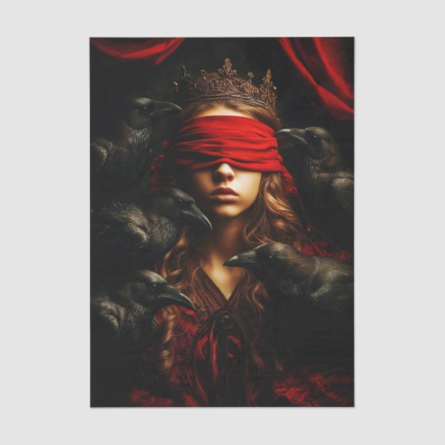 Papel De Seda Blindfolded Gothic Queen of Ravens FC5R Decoupage (Anverso)
