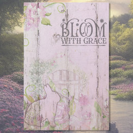 Papel De Seda Bloom de primavera con conejo floral Grace