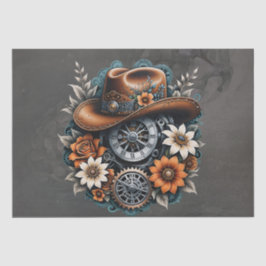 Papel De Seda Blooming Gears: Estilo de vaquero Steampunk.