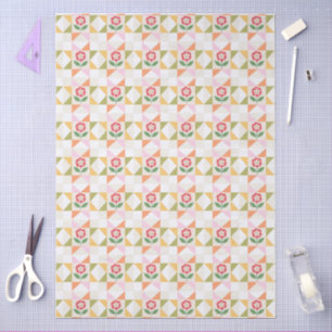 Papel De Seda Bloque de colcha de flor roja pequeña