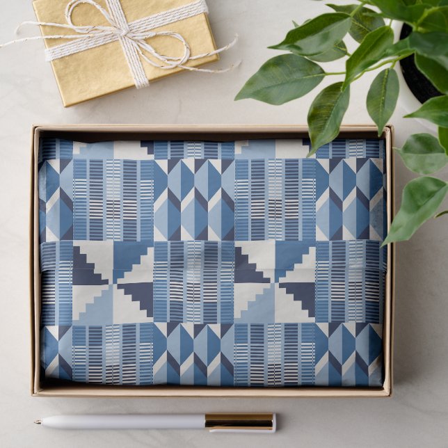 Papel De Seda Bloque Kente - Índigo Suave (Regalo )