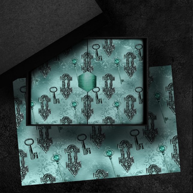 Papel De Seda Bloqueo de Steampunk y llave Verde azulada | Desco (Subido por el creador)