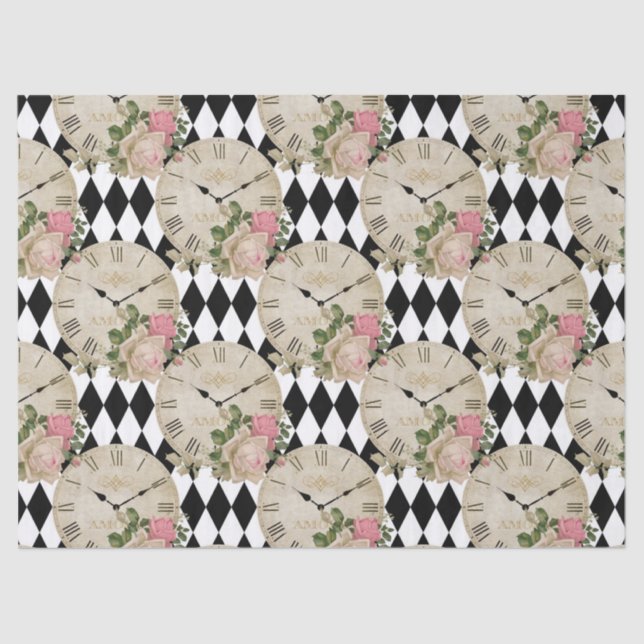 Papel De Seda Bloques y Rosas de época (Anverso)