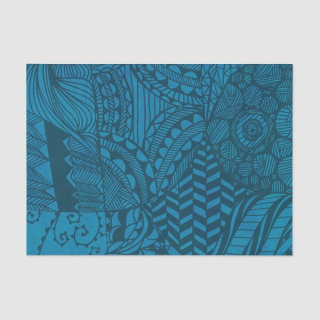 Papel De Seda Blue Abstract Art Pattern (Anverso)