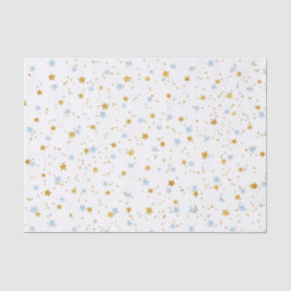 Papel De Seda Blue and Gold Stars Confetti Tejido Paper
