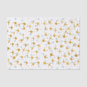 Papel De Seda Blue and Gold Stars Confetti Tejido Paper