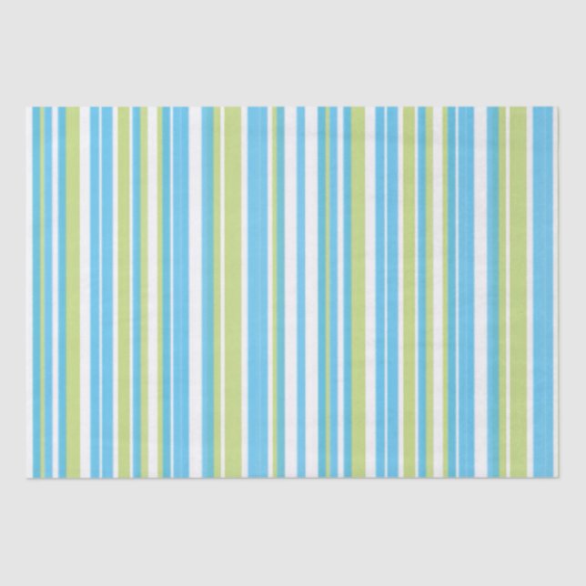 Papel De Seda Blue and Lime Green Striped  Tissue Paper (Anverso)