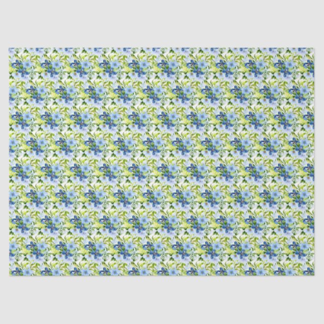 Papel De Seda Blue and Navy Flowers with Foliage  (Anverso)