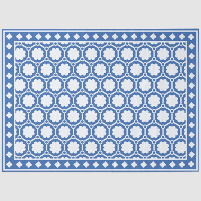 Papel De Seda Blue and White Modern Bone Inlay Decoupage Paper (Anverso)