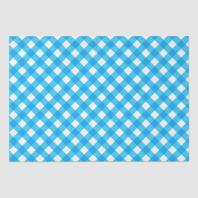 Papel De Seda Blue Baby Boy Gingham Checkered Baby (Anverso)