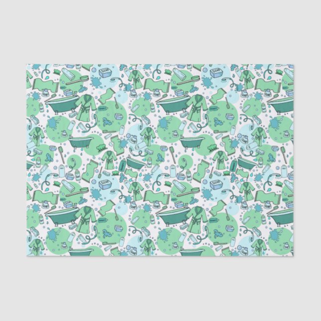 Papel De Seda Blue Bathtime Fun Restroom Tema (Anverso)