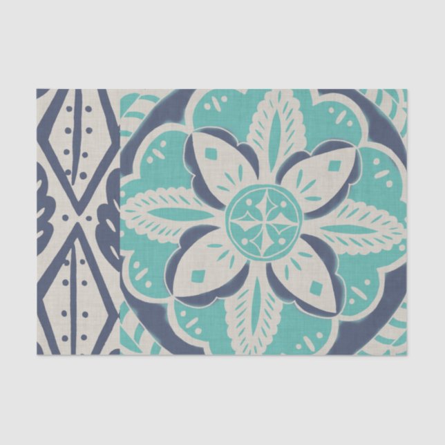 Papel De Seda Blue Batik Tile IV (Anverso)