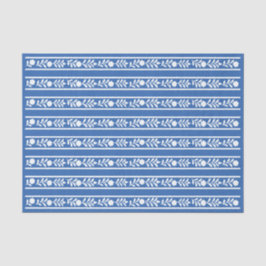 Papel De Seda Blue Bone Inlay Floral Border Decoupage Paper