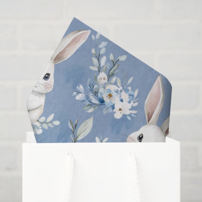 Papel De Seda Blue Bunny Wishes – Custom Easter Wrapping Paper (Bolsa de regalo)