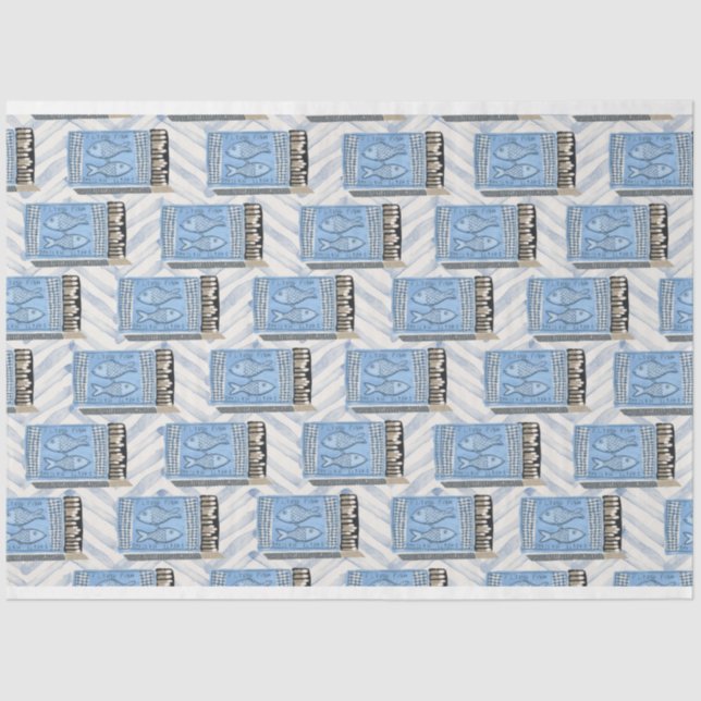 Papel De Seda blue cans of sardines decoupage (Anverso)