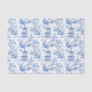 Papel De Seda Blue Chinoiserie Pagodas Toile