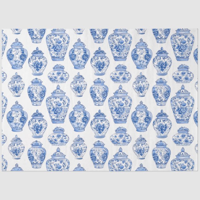 Papel De Seda Blue Chinoiserie Pattern  (Anverso)