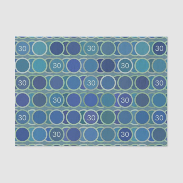 Papel De Seda Blue Circles Pattern Custom Birthday Age (Anverso)