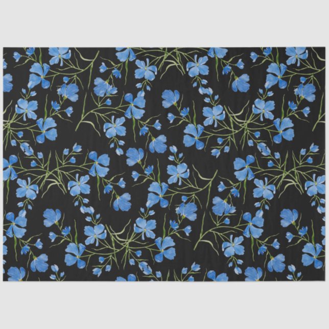 Papel De Seda Blue Cosmos Flowers (Anverso)