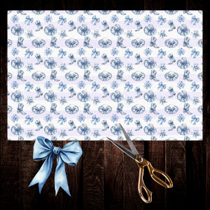 Papel De Seda Blue Cowgirl Toile Chinoiserie sobre rayas moradas